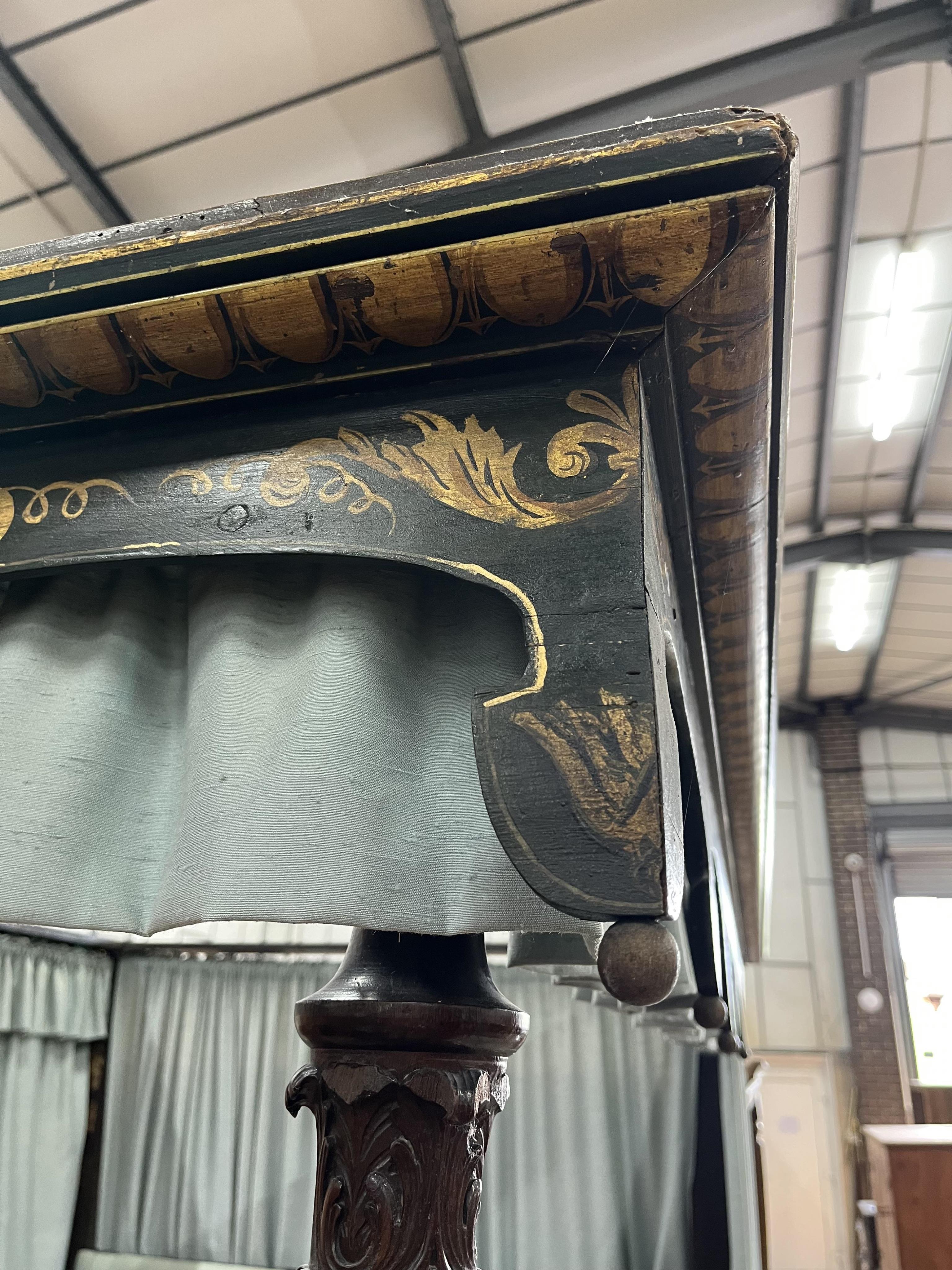 A George III and later mahogany four poster bed, width 140cm, length 200cm, height 232cm. Condition - fair